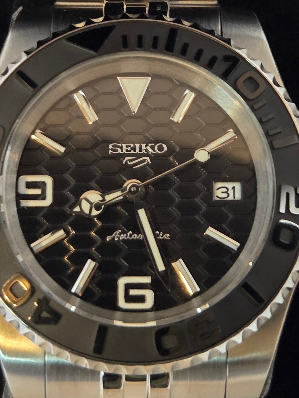 Custom 40mm Automatic Seiko Mod Watch Black Date Sub Dweller NH35